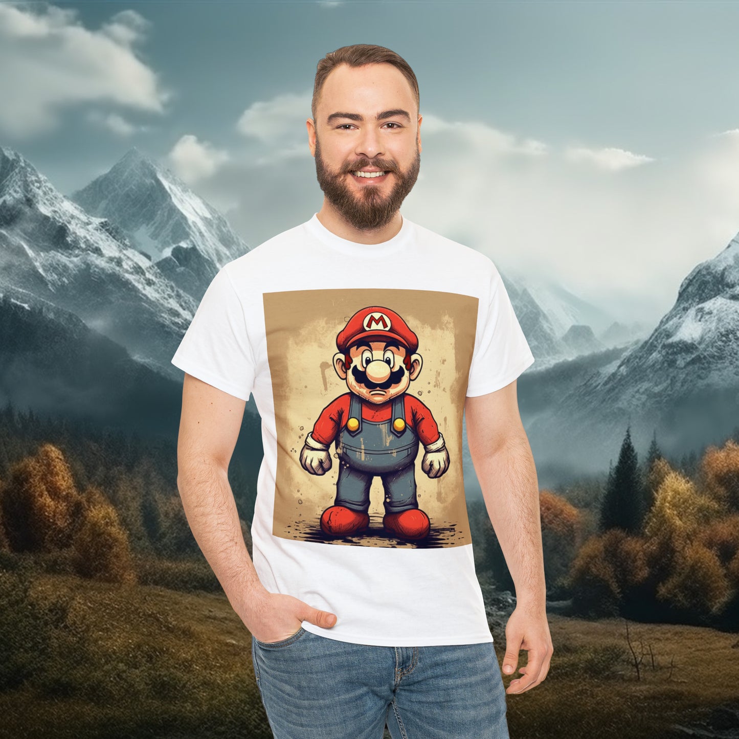 Mario Gamer Inspired Shirt {Unisex Heavy Cotton Tee} {Ai Generated} {EU}