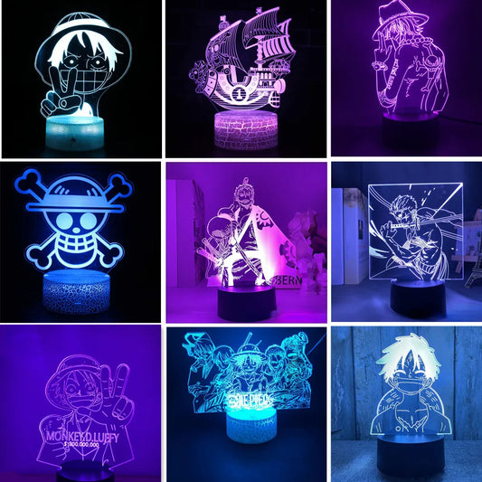 Straw Hats Anime Night Lights Action Figure 3D LED